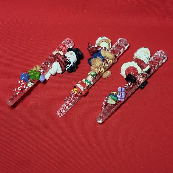 VTG Snowman Santa Bear Climbing Icicle Glass Christmas Ornament set of 3 - Picture 13 of 13